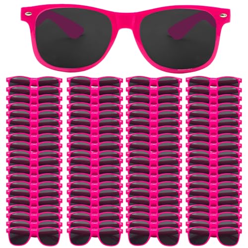 Image of 50 /100 Pack Bulk Sunglasses for Adult Retro 70s 90s Cheap Glasses UV400 Protection (100Hotpink)