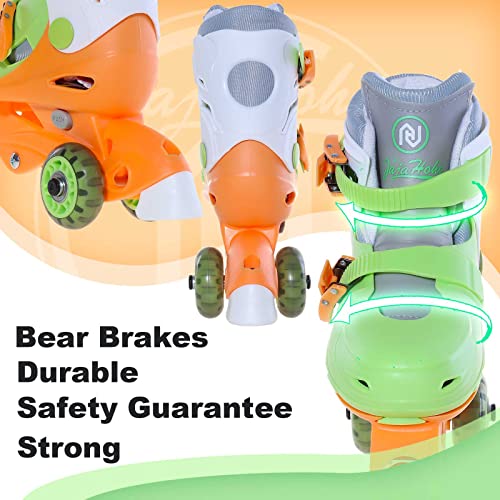 Jajahoho Roller Skates For Kids, Adjustable Convertible 2-In-1 Skates, Age 3-7,Junior Size 10 11 12 13, Tri-Wheels To Inline Skates 3 Wheels, Roller Blades For Boys Girls Toddler(Orange Green) #TOP4