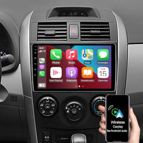 2G+32G Car Radio for Toyota Corolla 2006-2013 with Wireless Carplay/Android Auto, 9 Inch Touch Screen Car Stereo with Bluetooth GPS WiFi FM Mirror Link Backup Camera