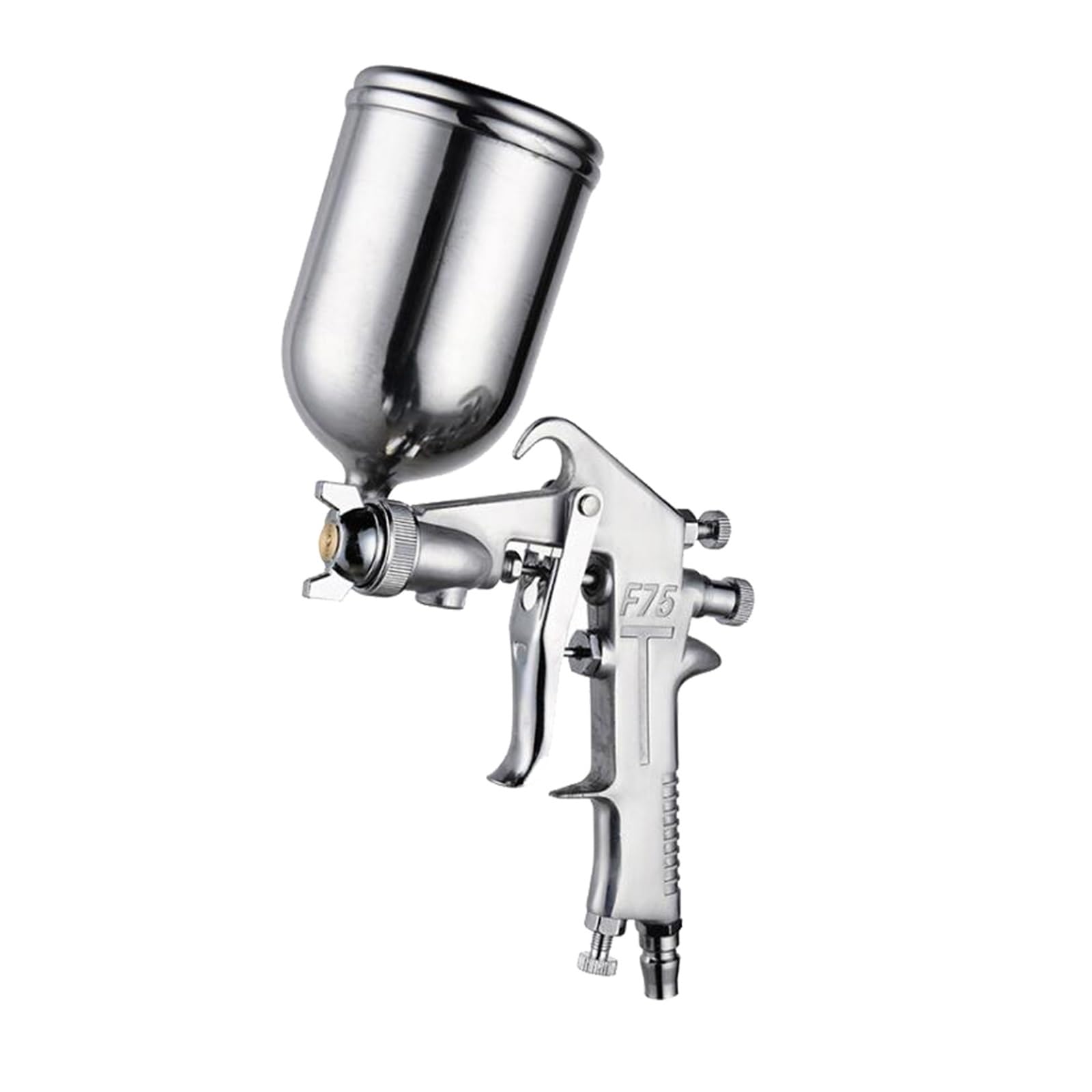 Natryskiwacz Pistolet natryskowy 400 ml, profesjonalny pneumatyczny aerograf, rozpylacz do lakierowania stopów metali z zasobnikiem samochodów(F75 Down)