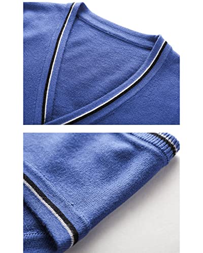 UNeedVog Suéter masculino colete gola V colete colete colete casual sem manga suéter, Azul claro, XG