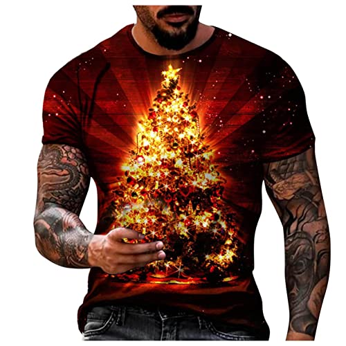 KOUYA 2022 Weihnachten Xma Weihnachts T-Shirt Herren &Damen Ugly Christmas Männer & Frauen Weihnachte Tshirt Motiv Geschenk Lustiges Rentier Weihnachtsmann Pajama Party O Neck T-Shirt Cover
