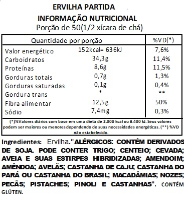Ervilha Partida Viva Salute a Vácuo - 1Kg