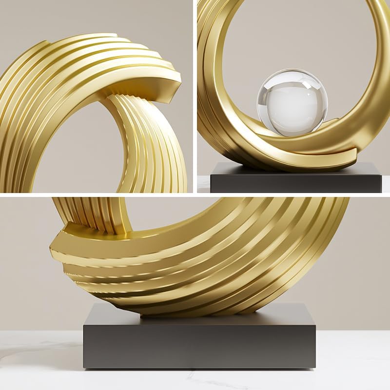 Golden Wave Resin Origami Statue Modern Abstract Home Decoration Emphasizes Abstract Office Desk Center Art Statue Table Family Bedroom Living Room Stripe Decoration (A) - Image 9