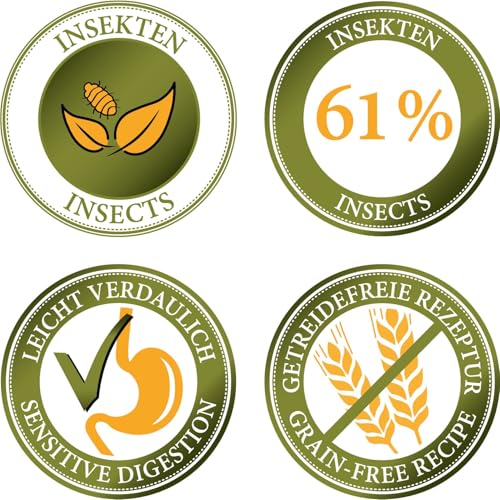 Bellfor Hundenassfutter Getreidefrei mit Insektenprotein - Naturfarm-Menü - 6 x 400 g. Ideal für Ernährungssensible Hunde, Reich an Vitaminen & Mineralien. Optimal für Hunde mit Allergien.