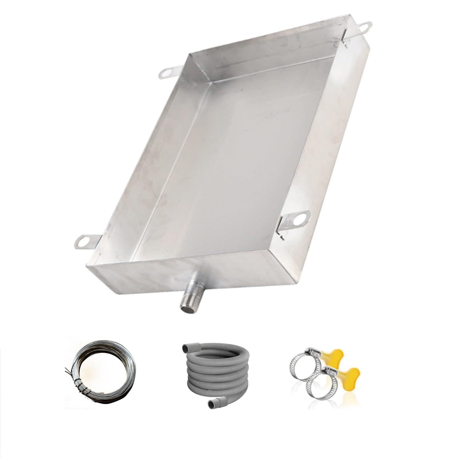 Bac d'égouttement universel AC pour climatiseurs portables 50 x 45 cm avec oreilles de montage fixes, idéal pour les changements d'huile, empêche les déversements et les fuites