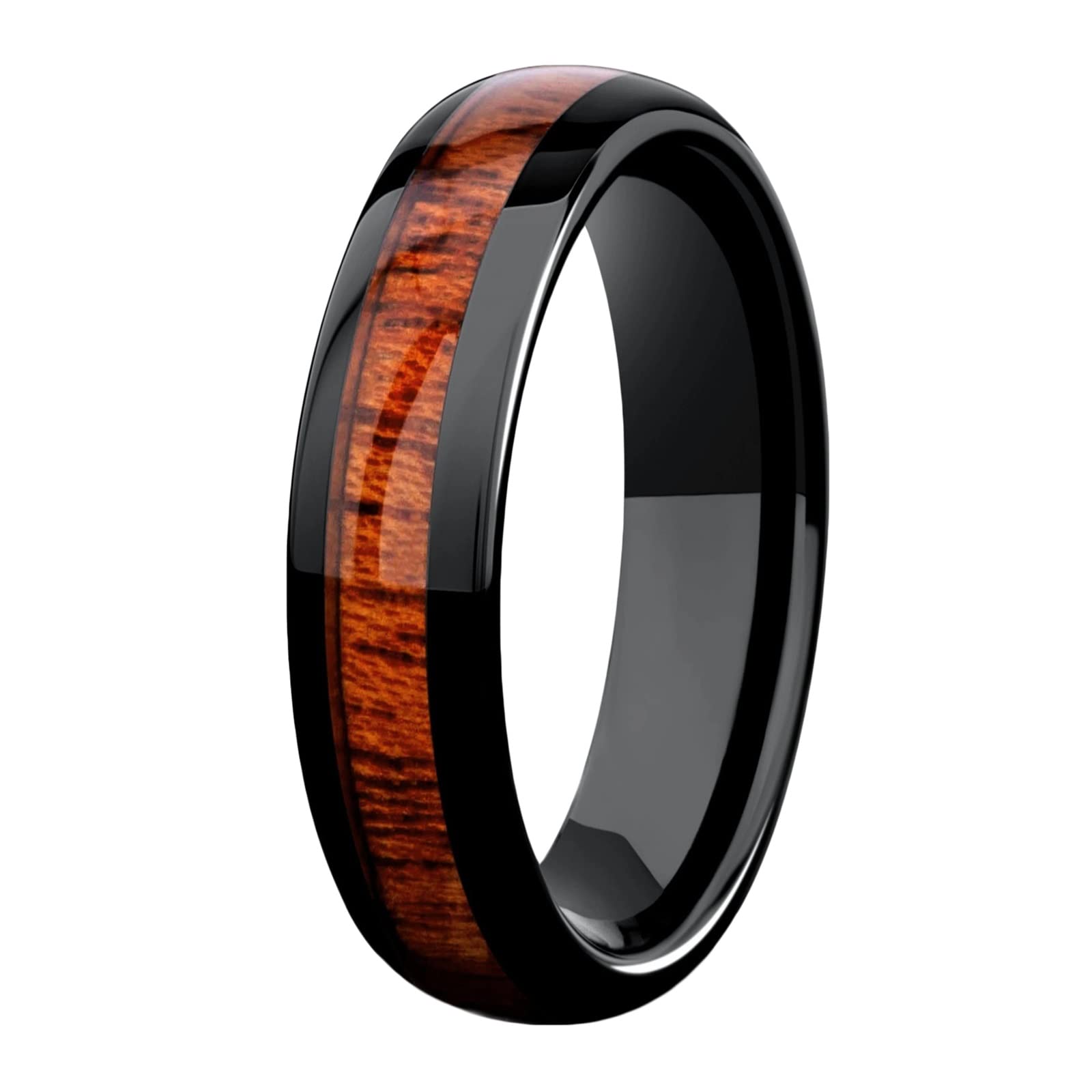 Anelli Uomo Tungsten Anelli Intarsiato con Venatura del Legno FEDI Nuziali Comfort Fit Anello Uomo Fedina Personalizzabile 8MM Anello Fidanzamento Nero Marrone Misura 12-31