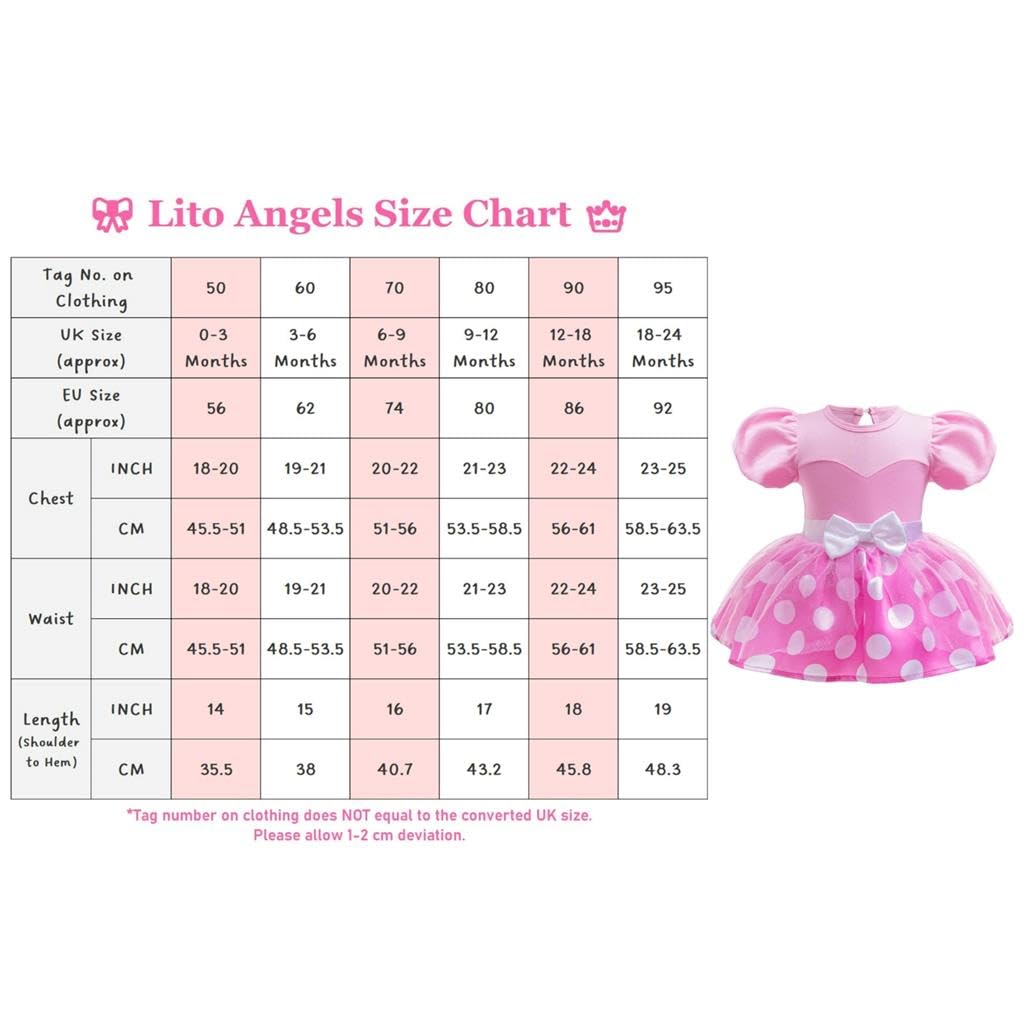 Lito Angels Vestito Bebè Principessa, Set Pagliaccetto Tutina per Bimba Neonata con Fascia, Costume Outfit a Tema Fiaba per Carnevale Bambina 0-24 Mesi