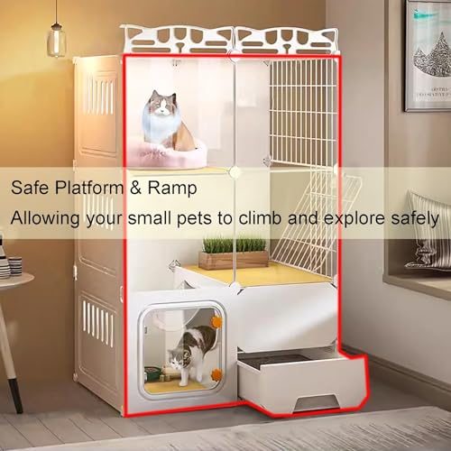 Enclos intérieur pour chat modulable avec cage multicouche et litière - 4