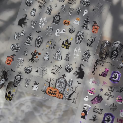 Image of Halloween Nail Stickers Self Adhesive Dark Ghost Nail Art Decal Decorations