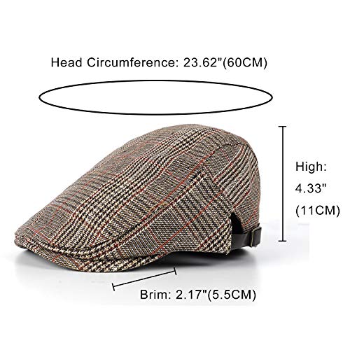 Docila British Plaid Golf Flat Ivy Cap For Men Women Packable Lightweight Duckbill Hats Fashion Spring Beret Caps (Coffee) #TOP1