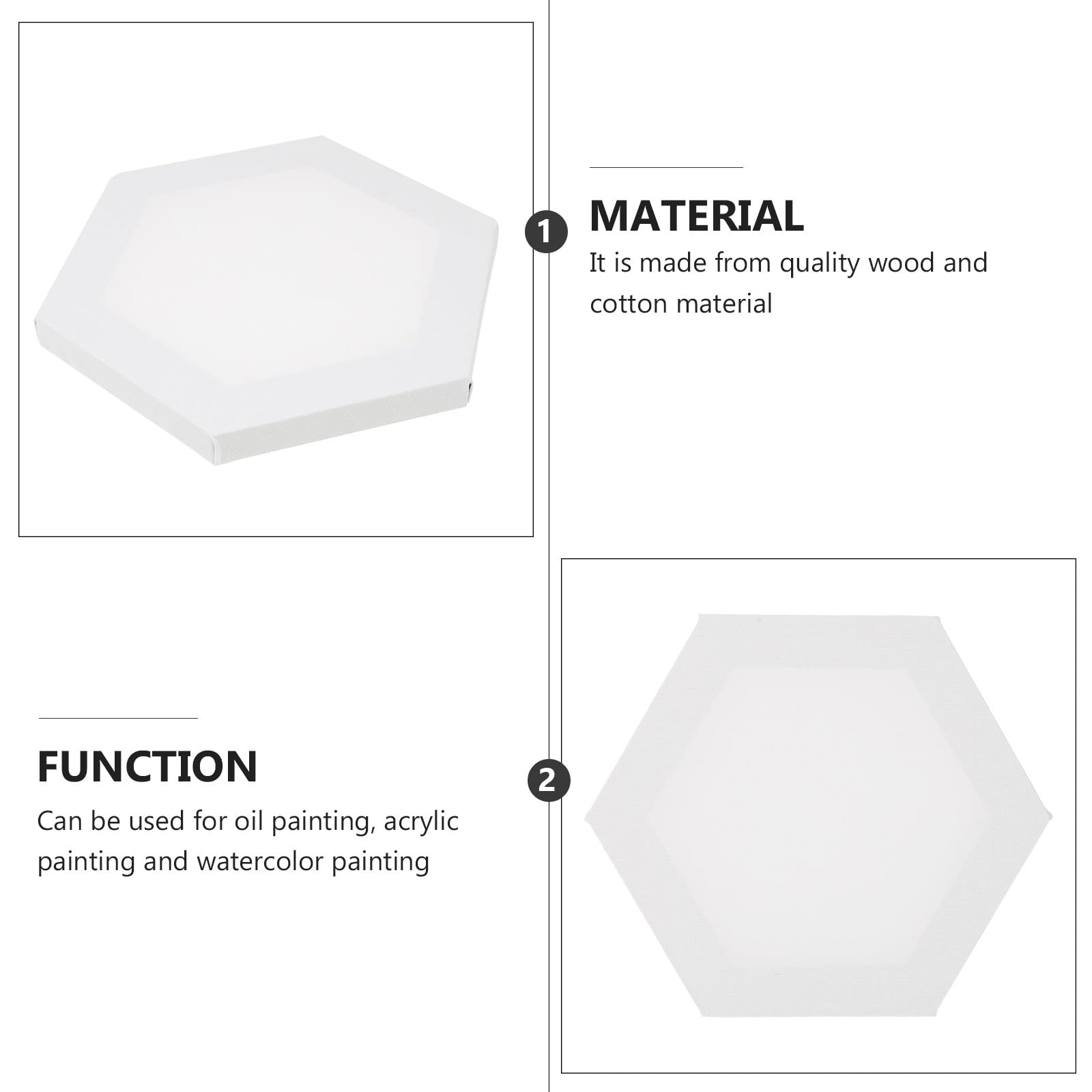 GALPADA Lot de 3 Panneaux Hexagonaux 40 CM en Toile Vierge Cadre, Surface Sûre sans Danger, pour Peinture à L'Huile et Loisirs Artistiques