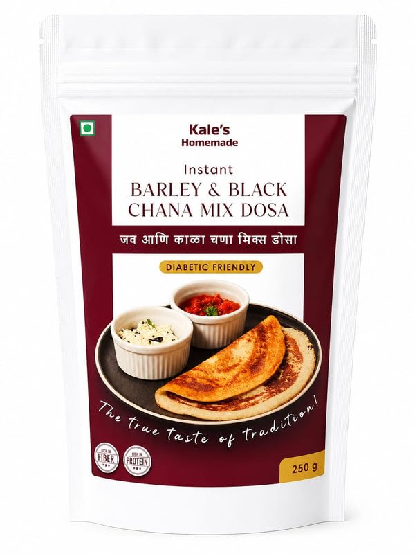 Kales Homemade Barley & Black Chana Dosa Premix (250g) | Low Glycemic High Fiber Instant Dosa Mix | Weight Management Breakfast | Protein Rich Meal Mix-image-12