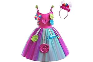 Little Girls Candy Queen Costume, Shimmery Tulle, Headband, for Carnival Halloween Birthday Party