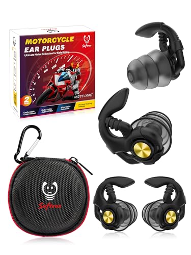 Softvox Motorcycle Ear Plugs Wind Noise Reduction Moto Hearing Protection Reusable Earplugs for Motorbike Motorsports Touring Racing Riding - 2 Sizes 27dB Noise Reduction Earbuds