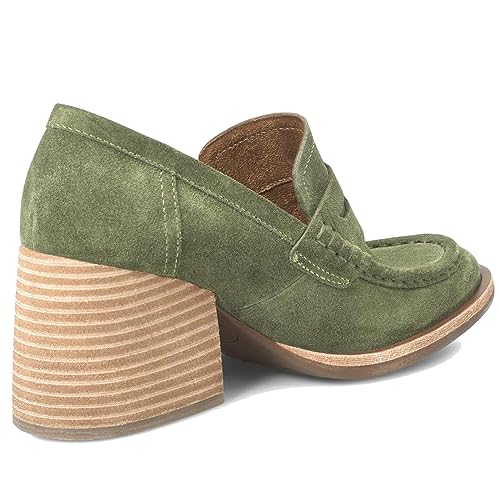 Image of MOOMMO Women Chunky Platform Loafers Pumps Round Closed Toe Slip On Penny Loafers Suede Block High Heels Oxford Shoes Formal Classic Thick Heel Dress Loafer Office Ladies Vintage Comfort 4-11 M US