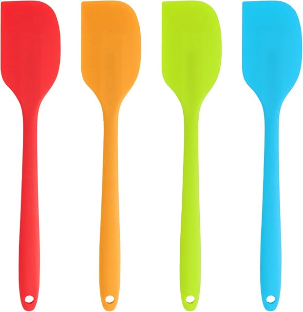 Joejis Set of 4 Silicone Spatulas for Cooking Silicone Spatula Baking in Assorted Colors Big Non-Stick Spatula Silicone in Orange Blue Green Red