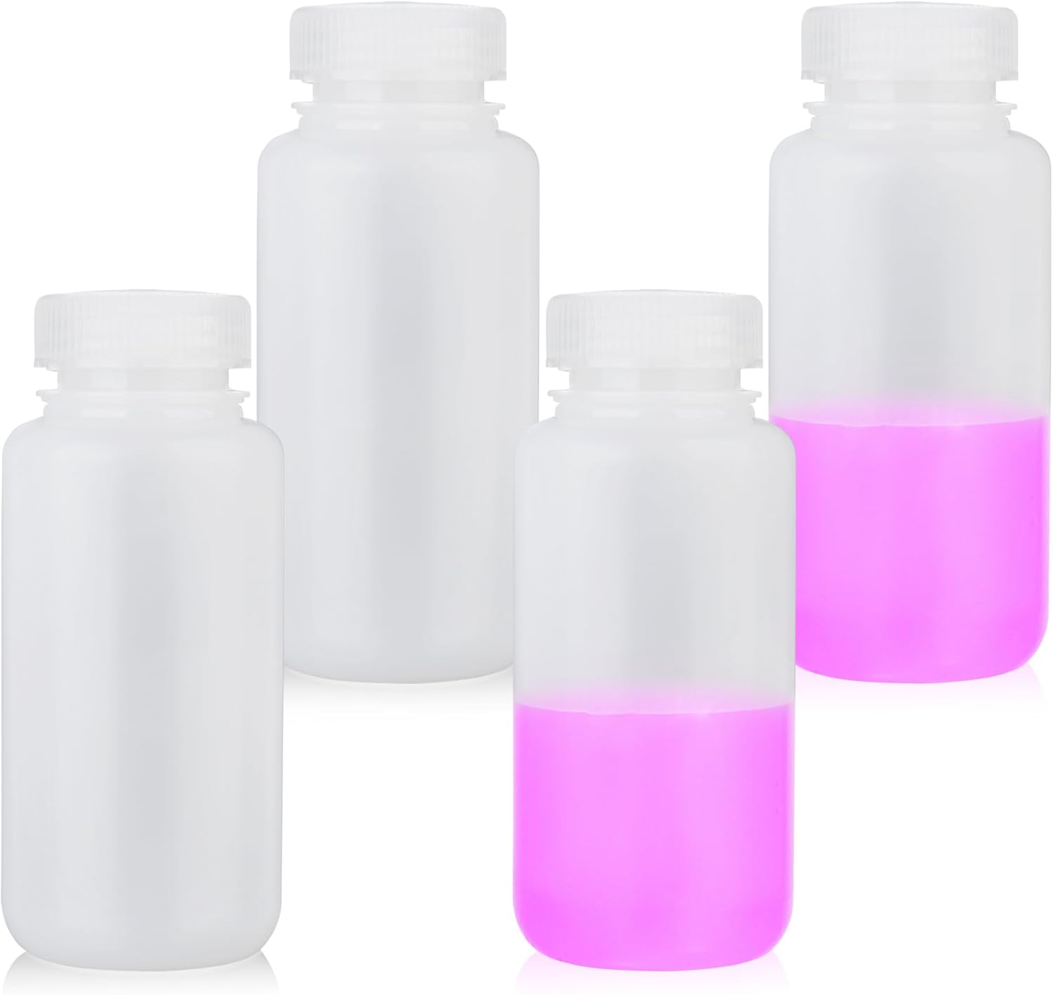 Round Plastic Reagent Bottle HDPE Wide Mouth Plastic Bottle, 4pcs of 500ml Sample Sealing Storage Container for Laboratories, Classrooms, or Storage at Home, LVAN003