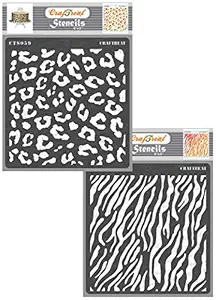 Zebra Skin Stencil - Cheetah Skin and Zebra Skin Stencil (2 Pcs) - Size: 6X6 Inches - Stencils Combo for Craft - Cheetah Print Stencil - Animal Skin Stencil for Painting on Clothes