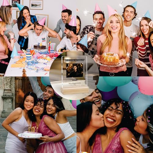 Image of Giftplease Personalized Happy Bithday Photo Plaque with Photo | Custom Friendship Gift with Wooden Stand | Best Friend Birthday Keepsake for Him or Her CS 06