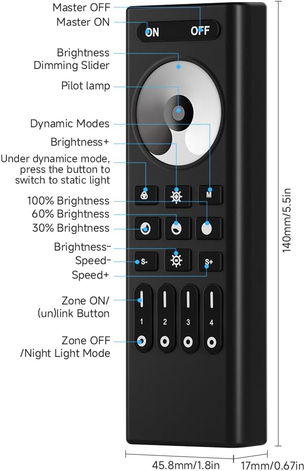 Strips Set with 6.56FT 5V USB High Density LED Light Strip and 2pin 8mm Transparent L-Shaped LED Connector and RC01RFB Remote for Single Color (+V -V) 2pin LED Strip Ligh