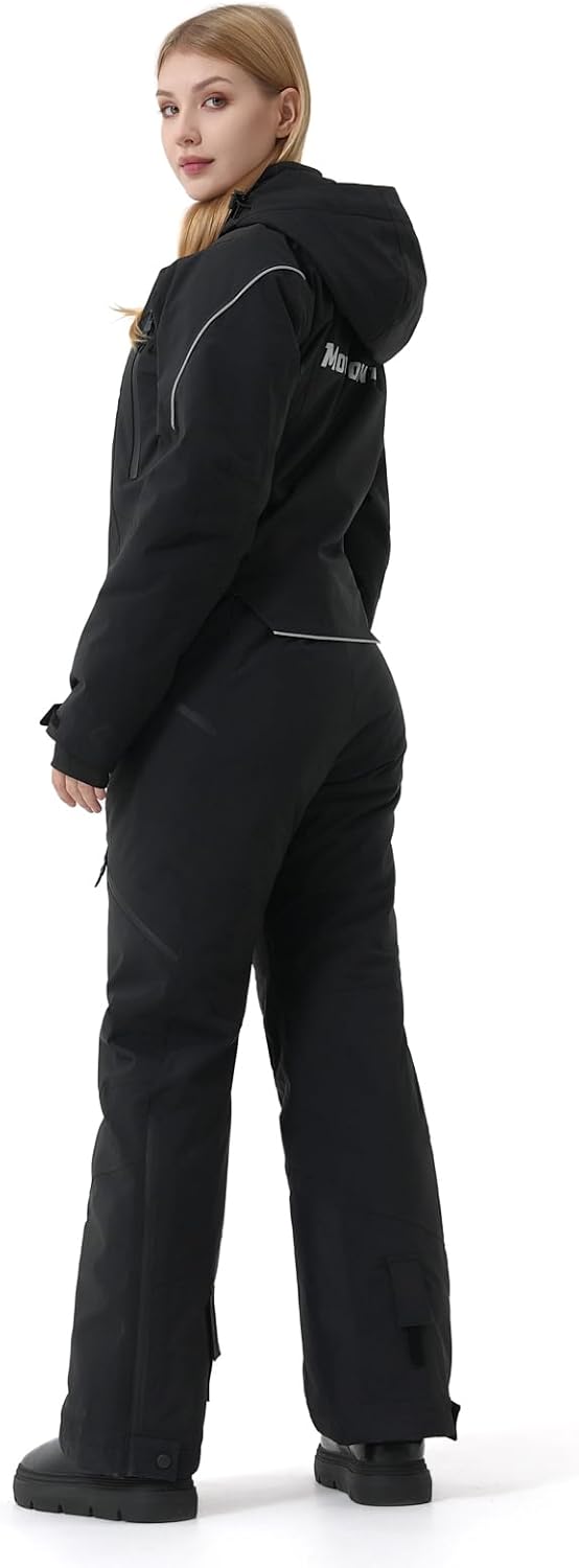 Women One Pieces Ski Suits Waterproof Warm Insulated Ski Jumpsuit Removable Hood Snowsuit for Snow Sport