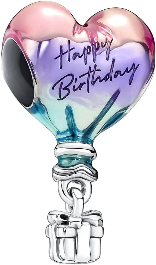 Birthday Fashion Love Heart Dangle Charm 925 Sterling Silver Charms fits Bracelets ...