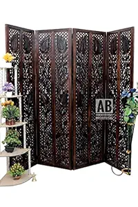 AB ENTERPRISES Wooden Room Partition for Living Room, Wooden Room Divider 4 Panel, Partition for Pooja Room,Wooden Screen Separator Partition Wall Divider Home |Hall |Bedroom| (Brown) Flower Design