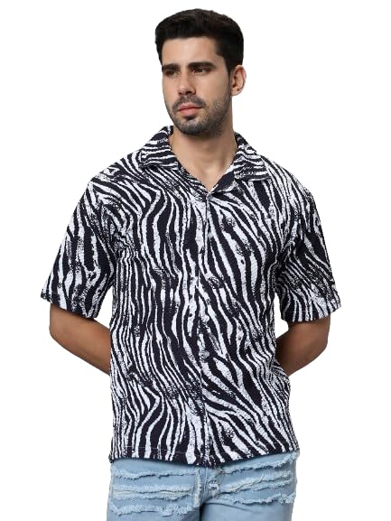 n&jN & J Men Structured Oversized Fit Half Sleeves Casual Shirt