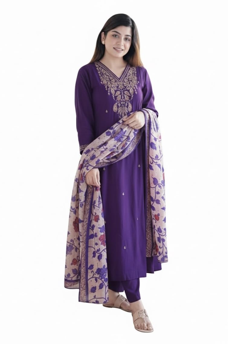 KLOSIA Women Embroidery Kurta and Pant Set with Dupataa