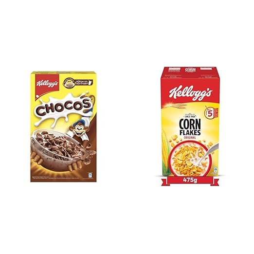 Kellogg's Combo, Kellogg's Chocos, High in Protein, B Vitamins, Calcium and Iron, 700g and Kellogg's Corn Flakes Original, 475g