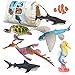 Volnau Sea Creature Toys 7PCS Indian Ocean Sea Animal Figurines Shark Toys for Toddlers Kids Plastic Fish Toys Preschool Pack and Bath Sets, BPA Free