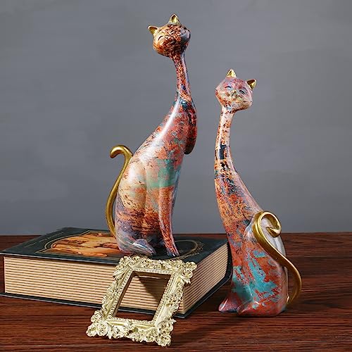 15 cm hoch - Detailansicht von masteymoh Katzen Harz Skulpturen 2PCS Test – Dealfoxx.de