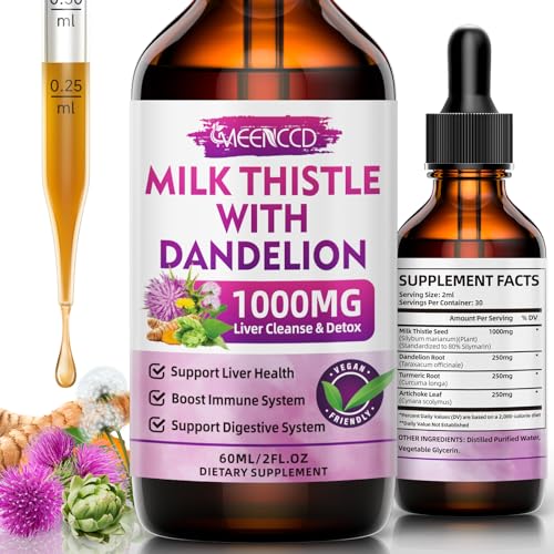 MEENCCD Milk Thistle Liquid Drops - Milk Thistle Supplement with Silymarin Antioxidant Support Vegan Non-GMO 2 Fl Oz