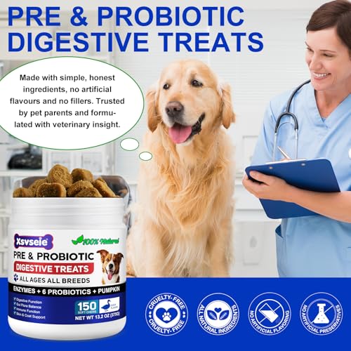 Probiotiques pour chiens avec prébiotiques – Probiotiques pour chien pour la santé intestinale | Soutient les enzymes digestives, la peau des démangeaisons, probiotique naturel pour chien – 150 goût – Image 4