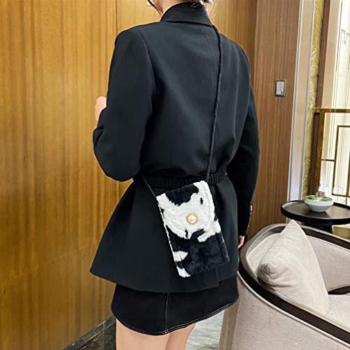 KESYOO Bolsa de Ombro de Pelúcia Com Padrão de Vaca Bolsa de Telefone para Viagem Ao Ar Livre Crossb