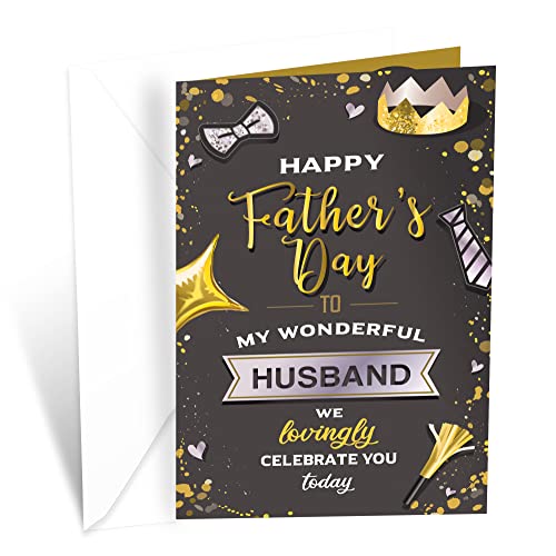 Prime Greetings Father's Day Card For Husband, Made in America, Eco-Friendly, Thick Card Stock with Premium Envelope 5in x 7.75in, Packaged in Protective Mailer