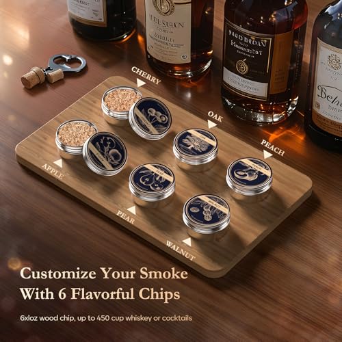 AMZSEAT Electric Whiskey Smoker Kit-Rechargeable Cocktail Smoker Set with 6 Wood Chips-Unique Bourbon Ideal Christmas, Birthday, Valentine's Day Gift,Gifts for Men, Dad, Husband — view 5