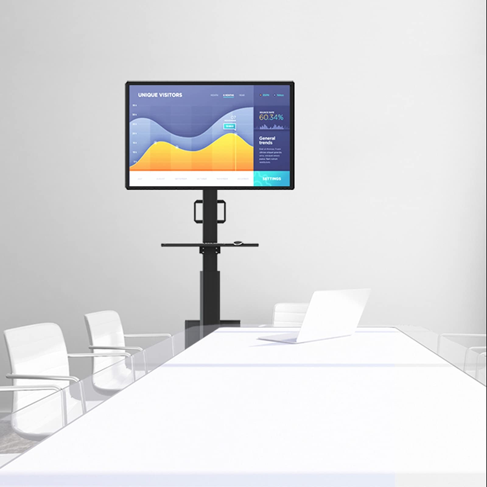Carrello Mobile per Monitor Singolo Monitor-Arm Supporto per Monitor da Pavimento da 17"-32" Supporto per TV LCD Supporto per Monitor Regolabile in Altezza con Tastiera e staf