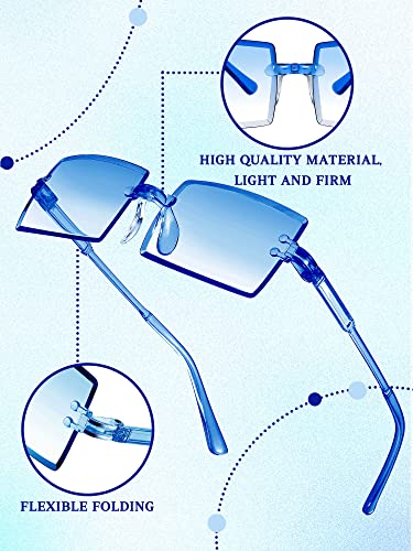 Geyoga 12 Pairs Rectangle Sunglasses for Women Men Retro Party Sunglasses Bulk Trendy Rimless Glasses for Costume4