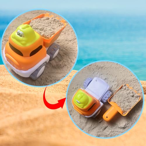 IOKUKI Sand Toys with Mesh Bag Including Dump Truck, Sand Water Wheel, Beach Buckets, Shovels, Rakes, Molds, Outdoor Beach Toys Tool Kit for Kids, Toddlers, Boys and Girls (13 PCS) Age 3+ - Image 5