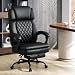 Zonelucky Executive High Back Home Office Chair with Foot Rest & Adjustable Headrest for Lower Back Pain Relief, Comfy Ergonomic Computer Desk Chair 400lb, Padded PU Leather Chair, Pocket Spring seat