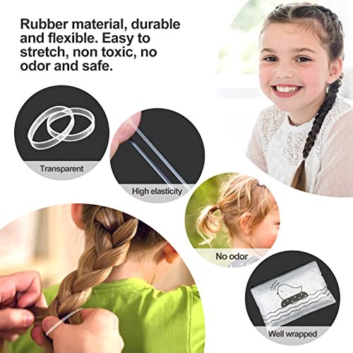 Hanyousheng 1000 Stück Haargummis Klein, Haargummis Mädchen, Mini Transparent Haargummi, Passend für Kinder Haar Zöpfen Hochzeitsfrisur, Kleine Dreadlocks