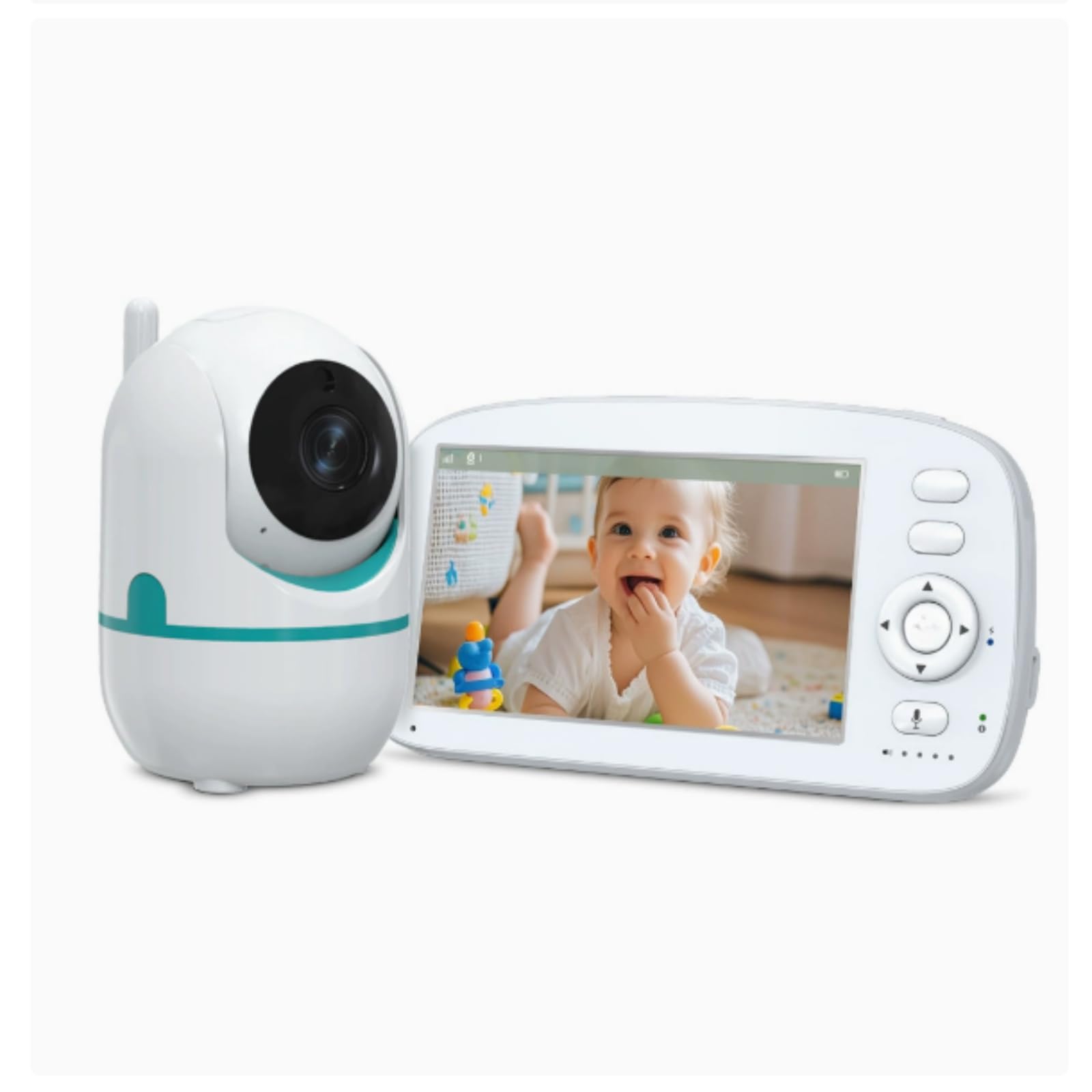 Baby Monitor Schermo LCD, Telecamera PTZ Wireless 2.4Ghz Senza WiFi, Audio Bidirezionale, Visione Notturna, Sensore Temperatura, Allarme Pianto E Ninne Nanne