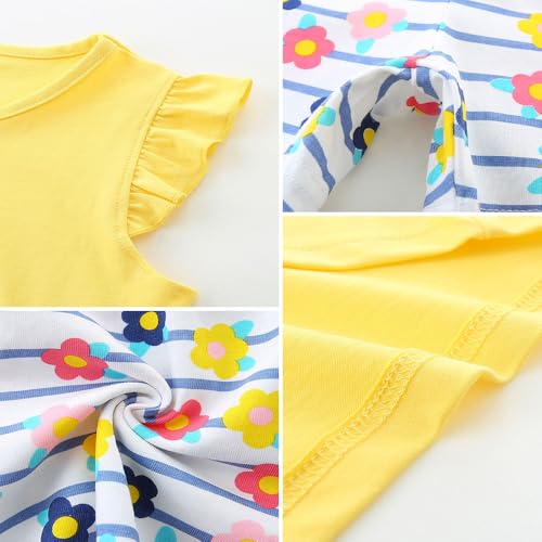 Image of Girls Shorts Set Outfits for Toddler Girls T-shirts Clothing Sets Kids Summer Graphic Cotton Tops Tees 3-7 Years