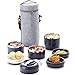 YBOBK HOME Bento Lunch Box Leakproof Stainless Steel Stackable Lunch Box with Bag and Reusable Flatware Set Thermal Food Storage Container for Healthy On-the-Go Meal and Snack Packing (3-Layer, Gray)
