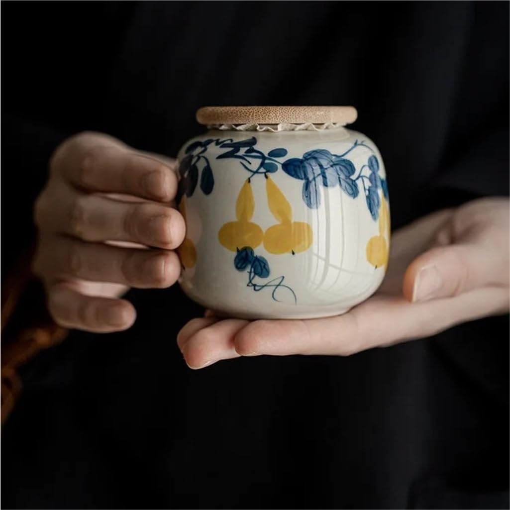 Organizador de Bolsitas de Té Tanque de almacenamiento de té portátil, pequeño, pintado a mano, flor de ciruelo, juego de té chino, contenedor de almacenamiento de té suelto Organizador de Té Contened