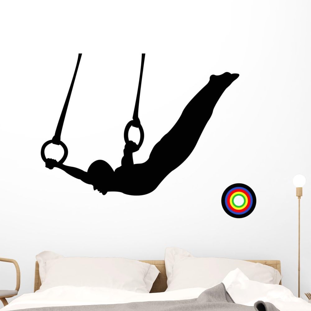 Wallmonkeys Olympics Gymnastics Rings Wall Decal Peel and Stick Graphic WM110471 (48 in W x 34 in H)