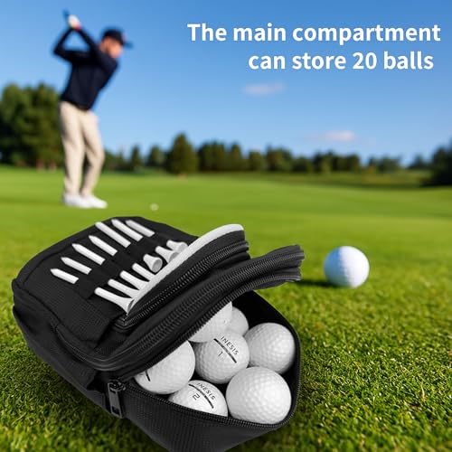 Taktische Golf-Tasche mit Karabiner, wasserabweisend, für Gürtel, Wagen oder Rucksack, kompakte Zubehörtasche für Bälle, Tees, Handschuhe und EDC-Ausrüstung, Schwarz