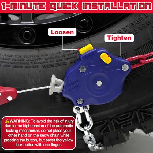 DEDC Auto Lock Snow Tire Chains,1Min Quick,4.5mm Enhance Manganese Steel Heavy Anti Skid Chains for Car Off Road SUV And Pickup Trucks Traction Ice Iced Cold Road 325 Set of 2(KS1621) by DEDC - Image 3